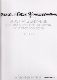 Giostra Genovese.  Old dances by various Masters (1962). : Study score: (Barenreiter)