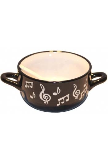 Music Note Bowl With Spoon - White