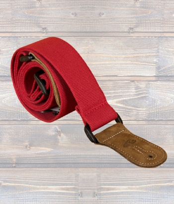 Leathergraft Guitar Strap - Canvas - Red - Suede Ends