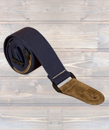 Leathergraft Guitar Strap - Canvas - Navy - Suede Ends