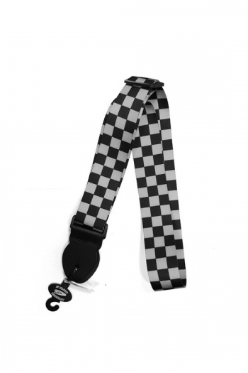 Leathergraft Guitar Strap - 2" Checkered Webbing - Black & Grey