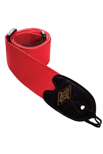 Rotosound Guitar Strap - 2" Webbing - Red - Leather Ends