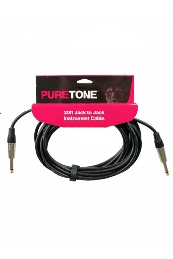 Pure Tone Guitar Cable - 6m/20ft - 1/4" Jack To 1/4" Jack - Black