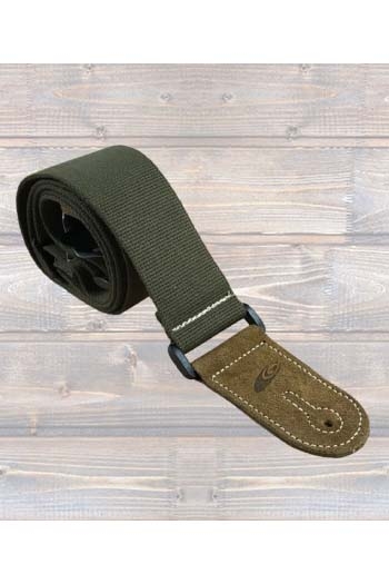 Leathergraft Guitar Strap - Canvas - Khaki - Suede Ends