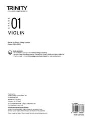 Trinity College London Violin Exam Pieces Grade 1 Violin Part Only From 2020