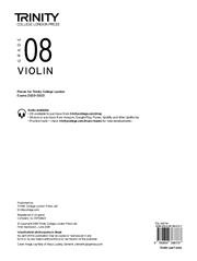 Trinity College London Violin Exam Pieces Grade 8 Violin Part Only From 2020