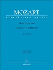 Missa Brevis In D Minor (K.65): Vocal Score  (Barenreiter)