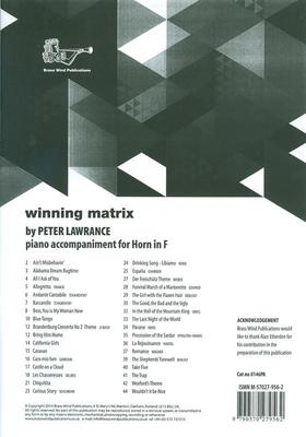Winning Matrix For Horn In F: Piano Accompaniment (Lawrance)