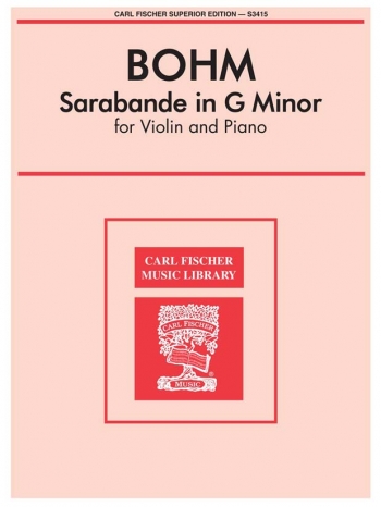 Sarabande In G Minor: Violin & Piano (Fischer)