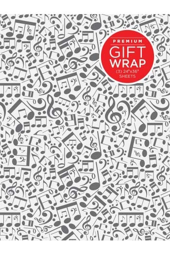 Wrapping Paper - Music Notes Theme (Grey On White)