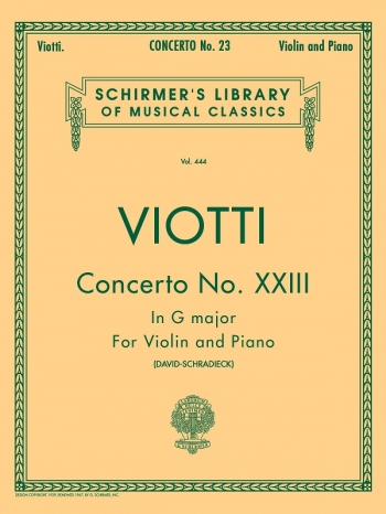Concerto G Major No.23: Violin & Piano (Schirmer)