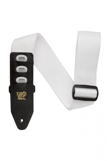 Ernie Ball Pickholder Guitar Strap - White 2"