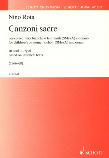 Canzoni Sacre For Children's Or Women's Choir (SMezA) And Organ (Schott)