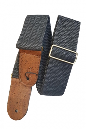 Acorn Guitar Strap Vegan Tweed - Cork Ends - Black & Grey