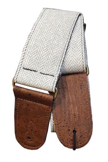 Acorn Guitar Strap Vegan Tweed - Cork Ends - Grey & White