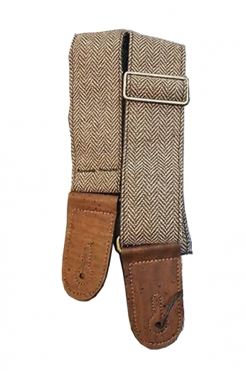 Acorn Guitar Strap Vegan Tweed - Cork Ends - Brown & Cream