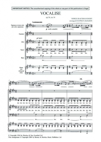 Vocalise Op.34/14 Vocal Satb