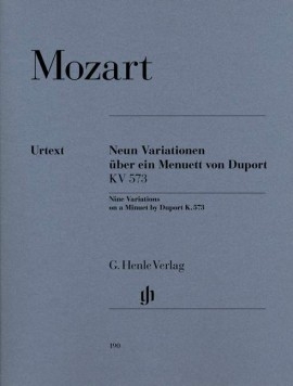 9 Variations On A Minuet By Duport: Kv573: Piano (Henle Ed)