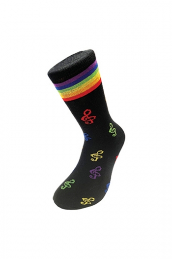Socks With Treble Clef Design Multi-coloured