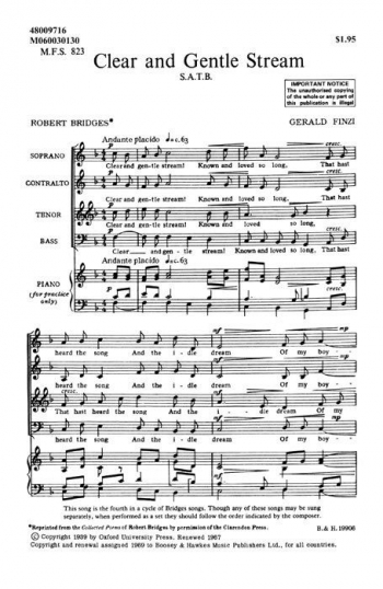 Seven Poems No. 4 Clear And Gentle Stream: Satb