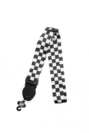 Leathergraft Guitar Strap - 2" Checkered Webbing - Black & White