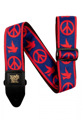 Ernie Ball Jacquard Red & Blue Peace Love Dove Guitar Strap