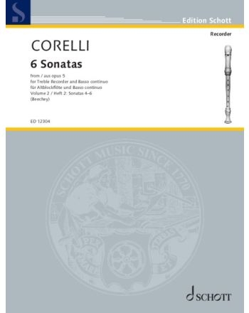 6 Sonatas Op.5 Vol2 Treble Recorder & Piano (Schott)