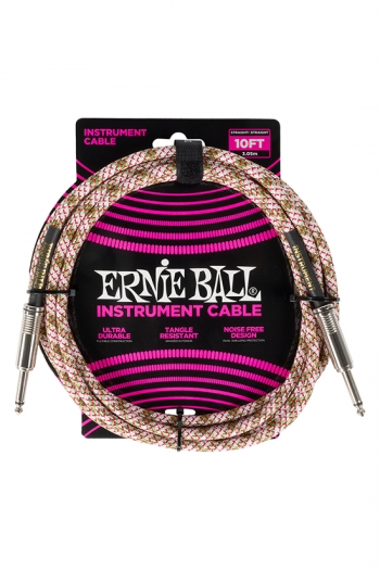 Ernie Ball Braided 3m/10ft - 1/4" Straight To 1/4" Straight Jack Lead - Emerald