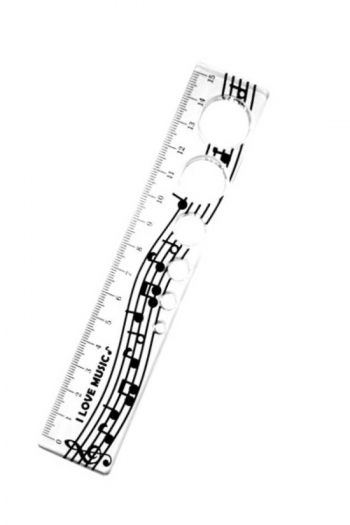 Ruler: 15cm Small: Music Notes Clear