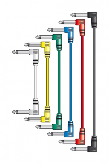 Lead: Cable: Chord Patch Lead: 15cm: Set Of 6 Coloured