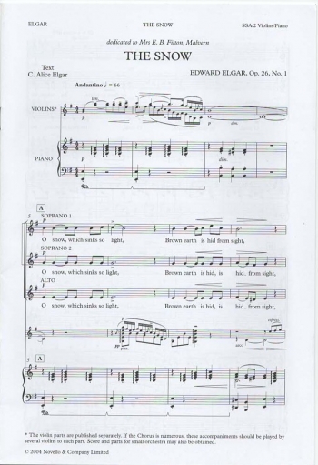 The Snow Vocal SSA And 2 Violins (Novello)