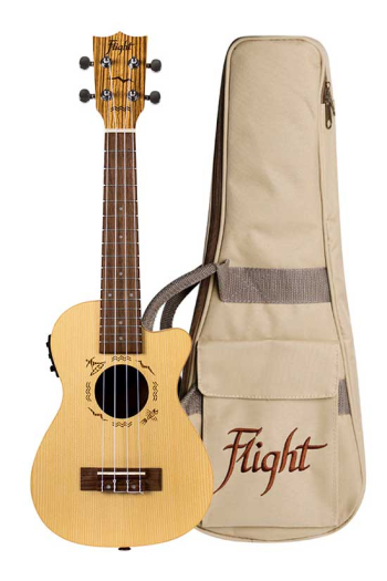 Flight DUC328CEQ Zebra Wood Electro Acoustic Concert Ukulele
