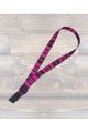 Ukulele Strap Nylon Webbing LG 1" Pink & Black Stripe - Sling