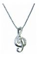 Sterling Silver Treble Clef Pendant With Stones