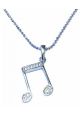Sterling Silver Double Quavers Pendant With Stones