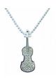 Sterling Silver Violin Pendant With Stones